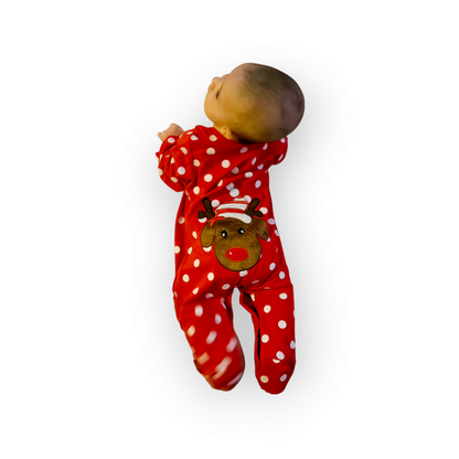 Babys "My First Christmas Romper" with reindeer print